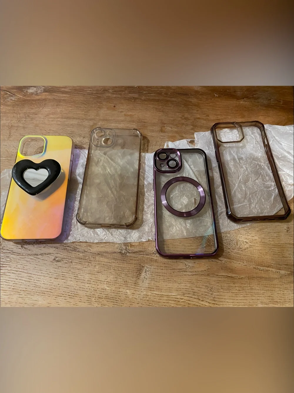 Purple Magnetic Ring Clear Phone Case for iPhone 13 - Durable Protection